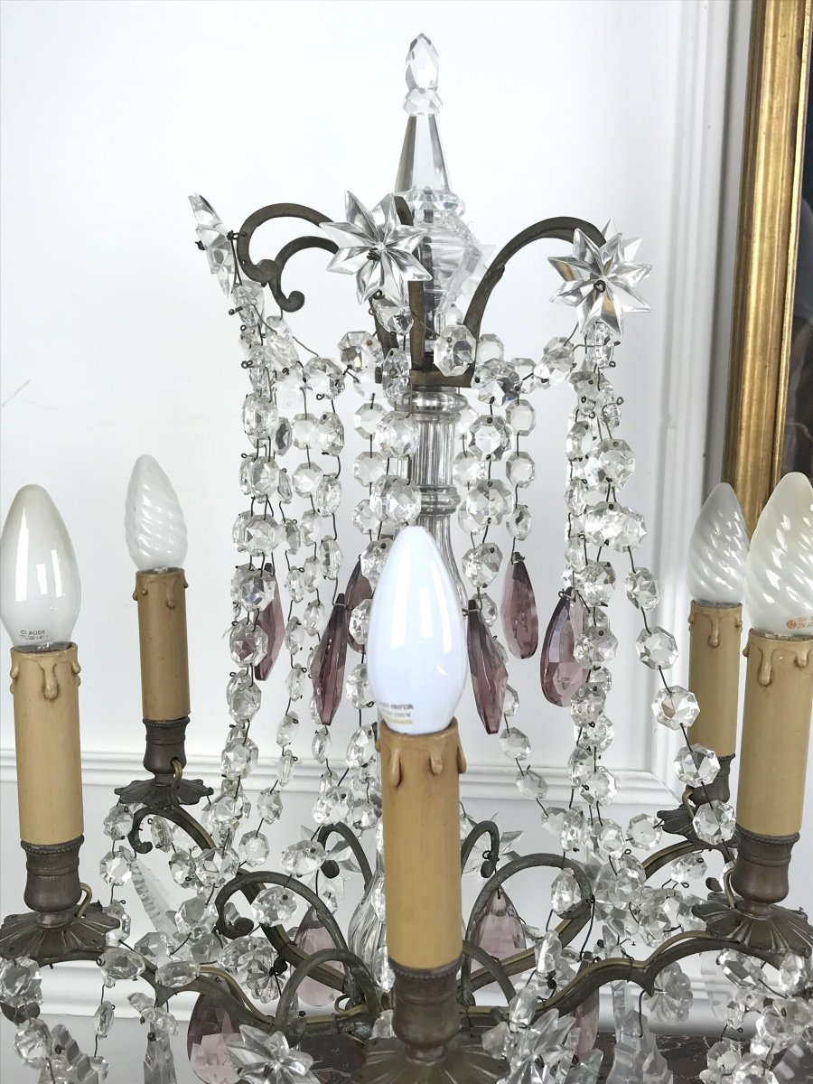 Pair Of Girandolles (large Model) Louis XV Style A 6 Arms Of Lights-photo-7