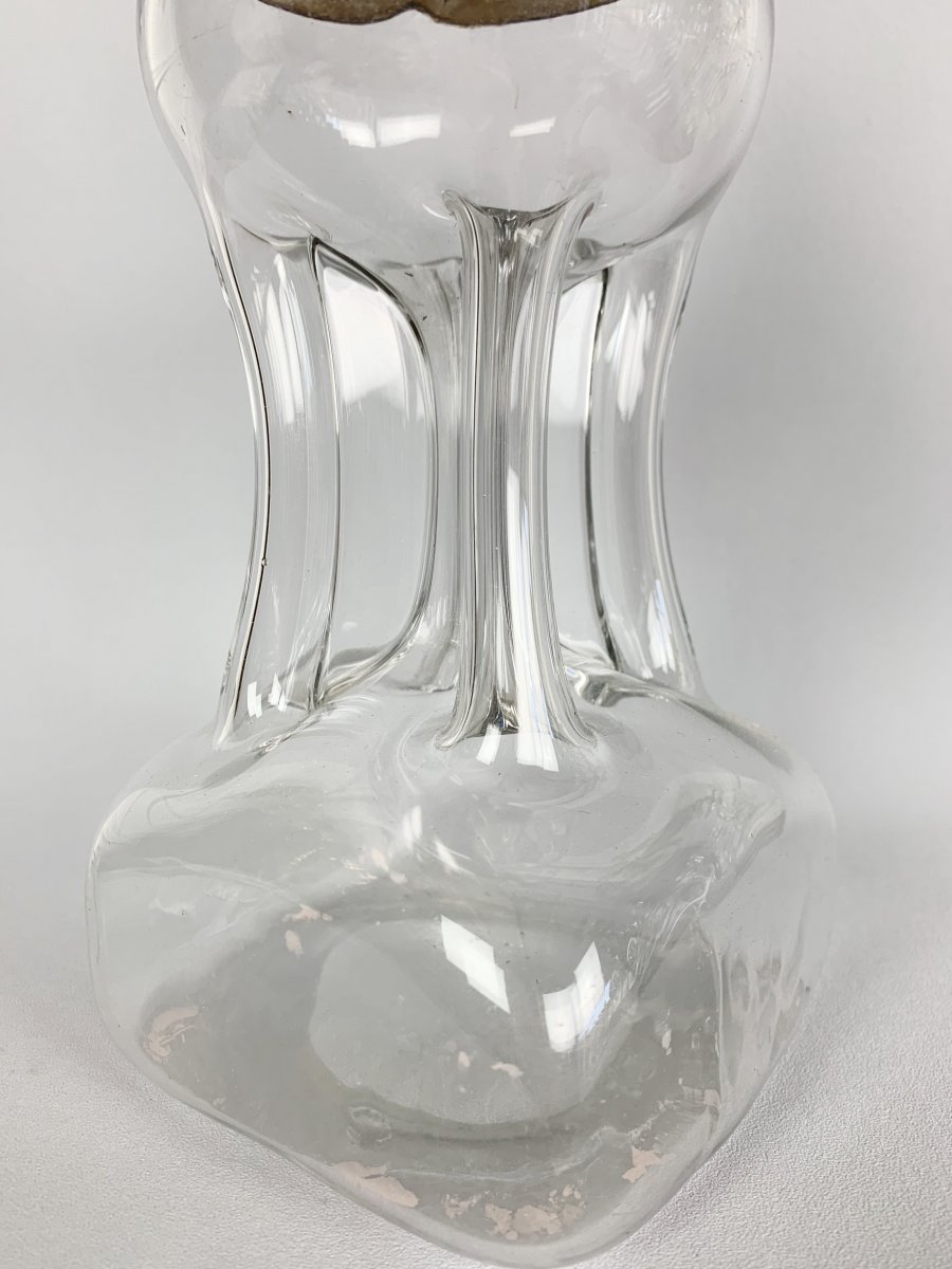 Carafe Ancienne En Verre SoufflÉ Avec Monture Argent De 31 Cm De Haut-photo-7