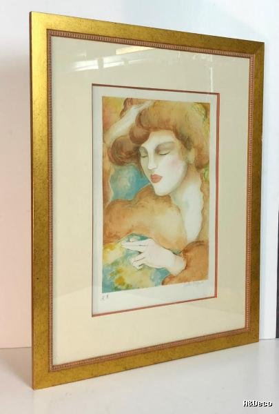 Table / Lithography "portrait Of A Young Woman" Signed And Authenticated-photo-4