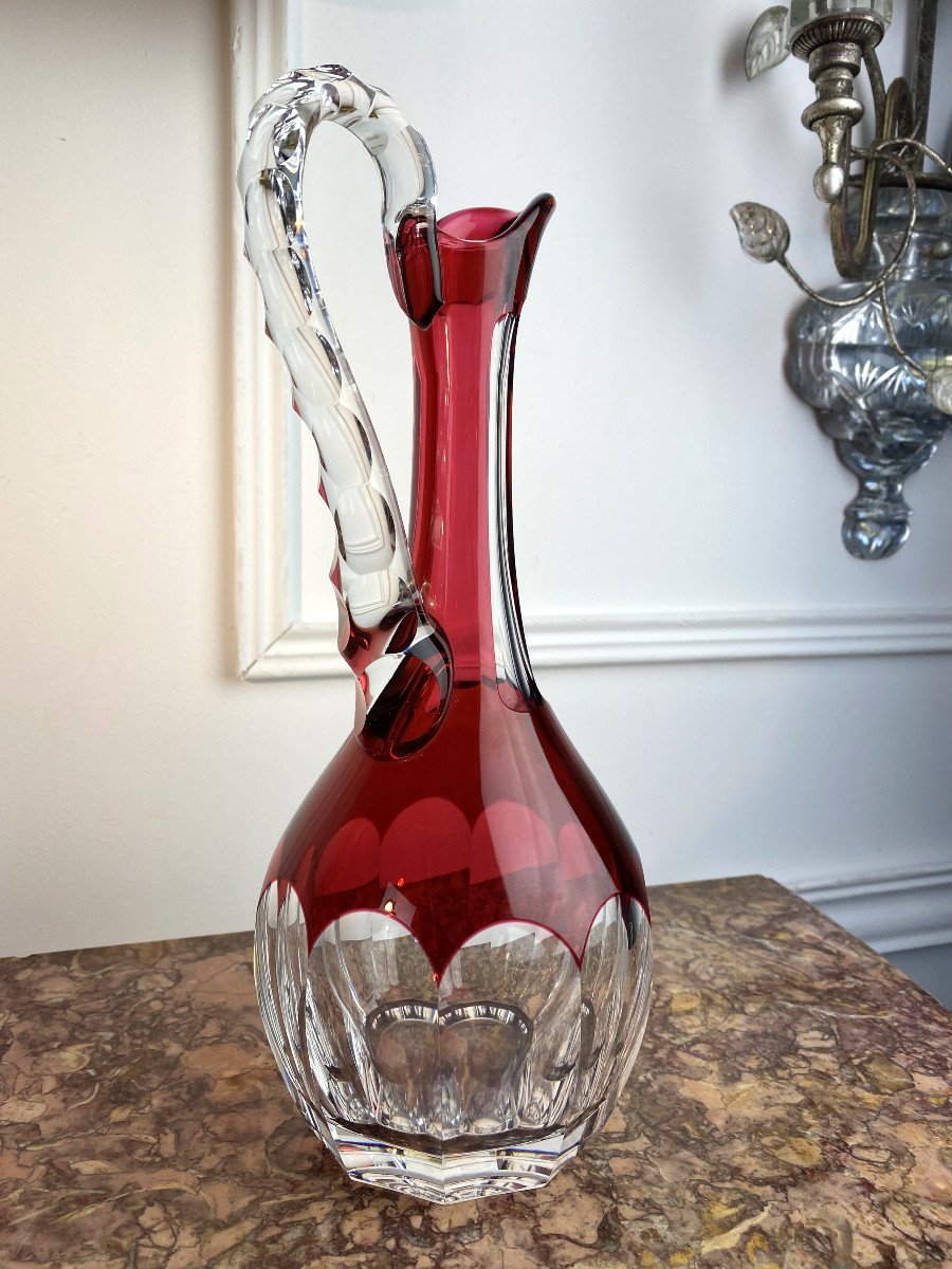 Carafe / Aiguiere De La Cristallerie Saint Louis ( Signée ) De Couleur Rouge -photo-1