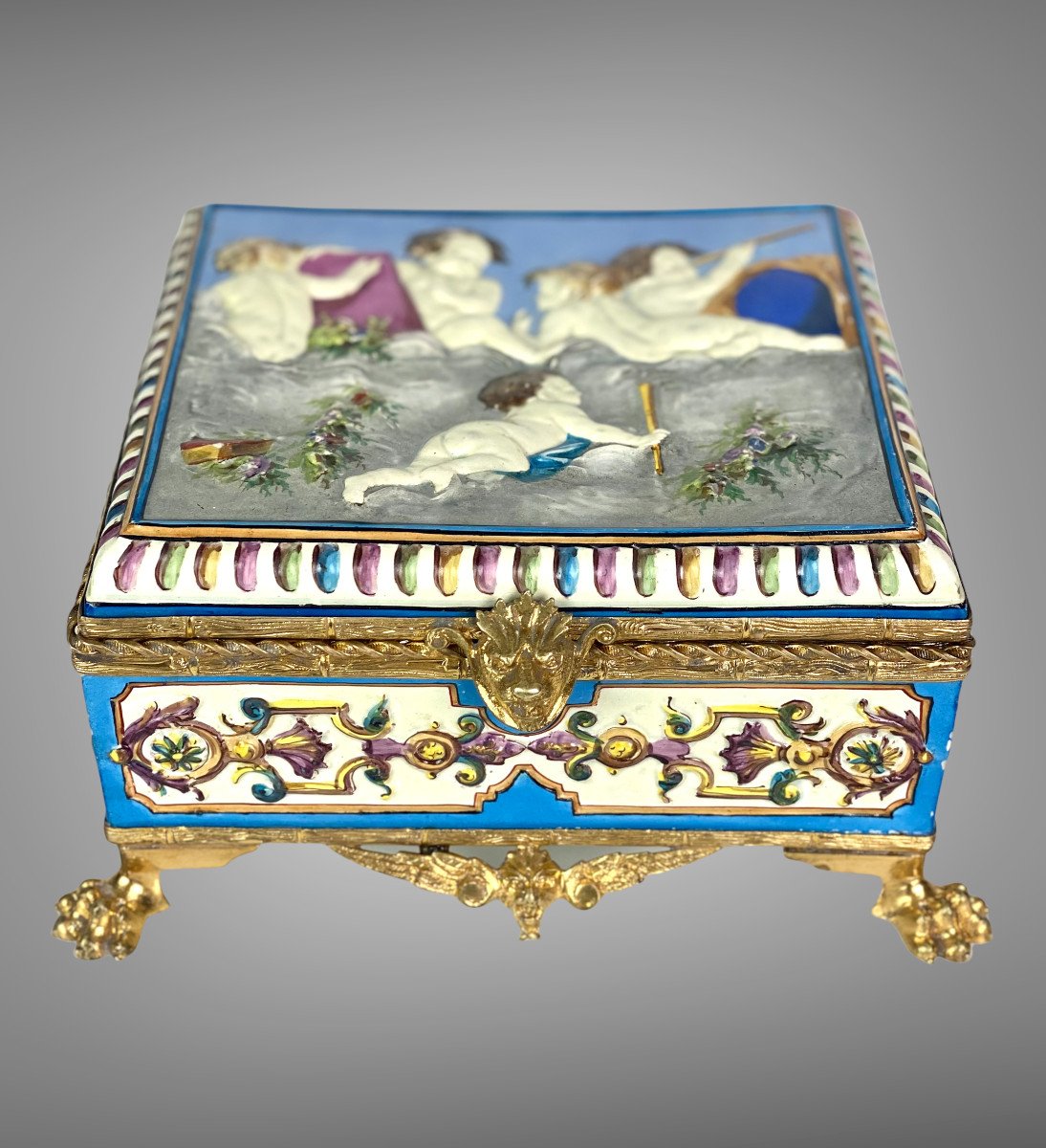 COFFRET EN FAIENCE ET BRONZE -photo-7