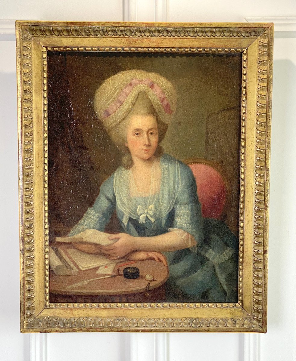 18th Century French School / Oil On Canvas Representing "portrait Of A Woman"-photo-3