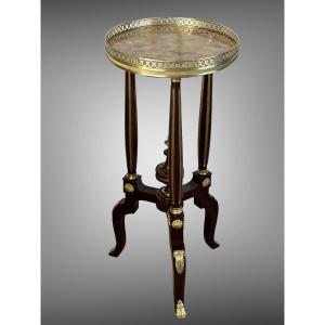 Napoleon III Tripod Pedestal Table In Mahogany Decorated With Bronze Transition Style