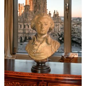 Bust Of Mozart In Terracotta On Piedouche By Carrier Belleuse 1824/1887