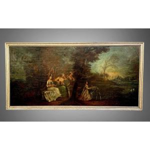 Painting / Oil On Canvas / 19th Century French School "pastoral Scene" Framed