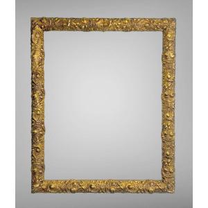 Old 19th Century Frame In Wood And Golden Stucco For Painting 41.5 Cm X 33 Cm