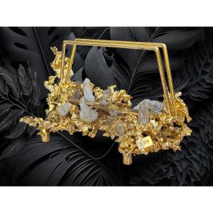 Mail Holder By Claude Victor Boeltz In Gilt Bronze With Fine Gold And Rock Crystal