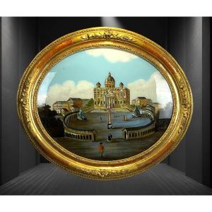 Fixed Under Oval Glass And Mother-of-pearl Highlights Signed “g Alexandre” Place St Pierre