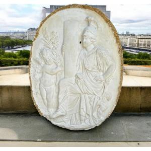 Oval Bas Relief Medallion After The Decor Of The Monument Of The Heart Of Louis XVIII