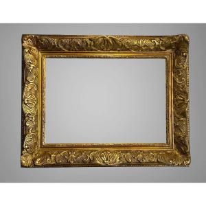 Old 19th Century Frame In Wood And Carved Golden Stucco For Painting 47 Cm X 34 Cm