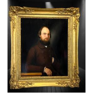 Painting / Oil On Wood From The 19th Century "portrait Of A Man" Well Framed 