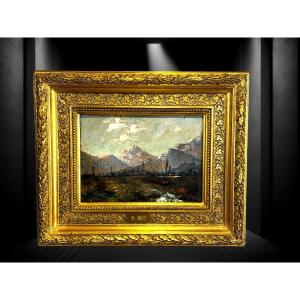 Painting / Oil On Panel Signed By Narcisse Díaz De La Peña "the Alps"