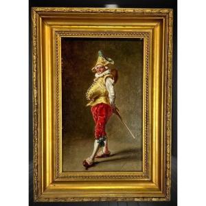 Oil On Wood Panel "gentleman In Costume" After Ernest Meissonier