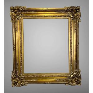 Antique 19th Century Frame In Wood And Carved Gilded Stucco For Painting 56 Cm X 46.5 Cm