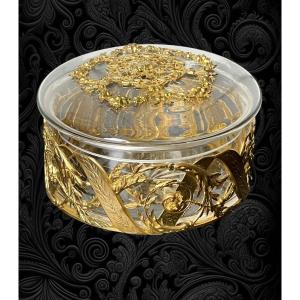 Antique Louis XVI Style Candy Box In Glass And Gilded Brass