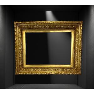 Antique 19th Century Frame In Wood And Carved Gilded Stucco For Painting 46 Cm X 34 Cm