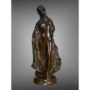 Bronze Ancien époque Napoléon III Représentant Une Femme Drapée A L Antique