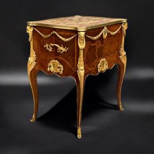 Napoleon III Living Room Furniture In Marquetry Decorated With Gilt Bronze After Sormani