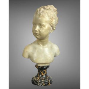 19th Century Marble Bust Of Louise Brongniart After Houdon (1741-1828)