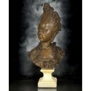 Fernand Ciam 1886 - 1954 Bust Of A Young Woman In Patinated Terracotta On A Base