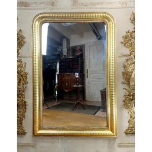 Grand Miroir époque Louis Philippe En Bois Et Stuc Doré ( Dorure A La Feuille )