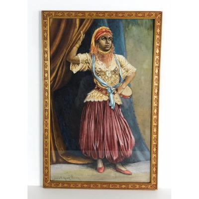 Watercolor And Signed Gouache Saint Marc Lever "dancer Dressed In Turkish"