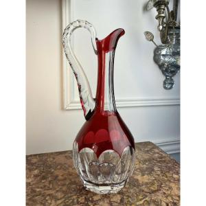 Carafe / Ewer De La Cristallerie Saint Louis (signed) In Red Color