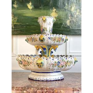 Two-tiered Nevers Faience Cup (armand Winter) 36 Cm High