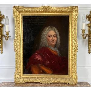 Painting / Oil On Canvas From The 17th Representing A Nobleman / Frame From The 18th Century