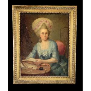 18th Century French School / Oil On Canvas Representing "portrait Of A Woman"