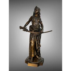 BRONZE ANCIEN PATINÉ " SALOMÉ " SIGNÉ CHARLES OCTAVE LEVY 1820 / 1899 "  DE 55 CM