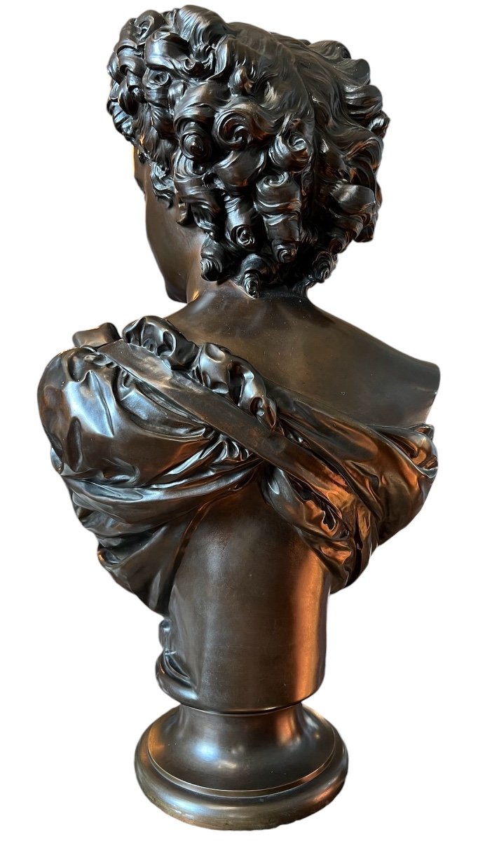 Auguste Clésinger, Large Bronze Bust " La Dame Aux Roses " -photo-3