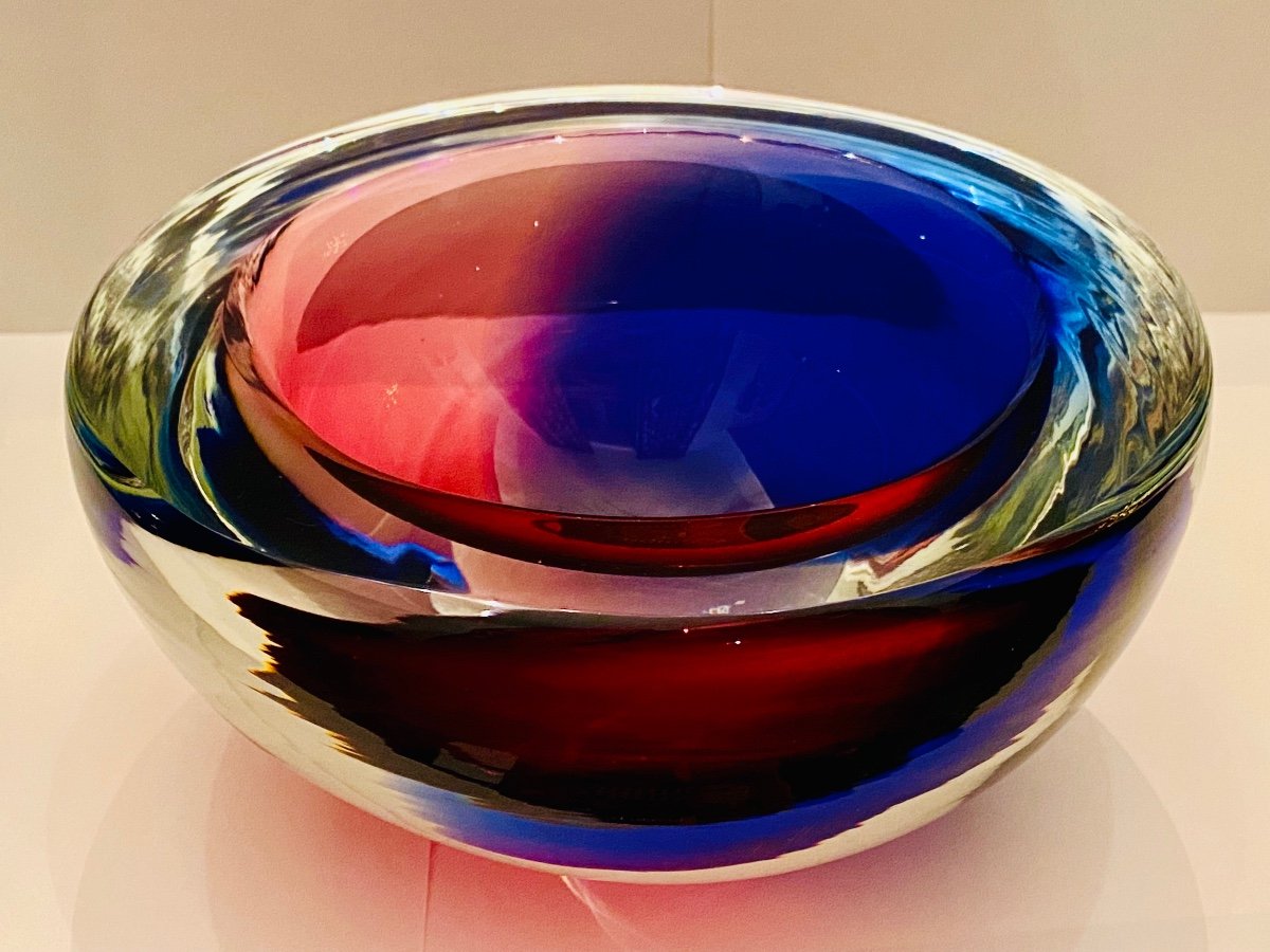 Sommerso Murano Glass  Catchall Tray  By Flavio Poli, Ca. 1960-photo-3