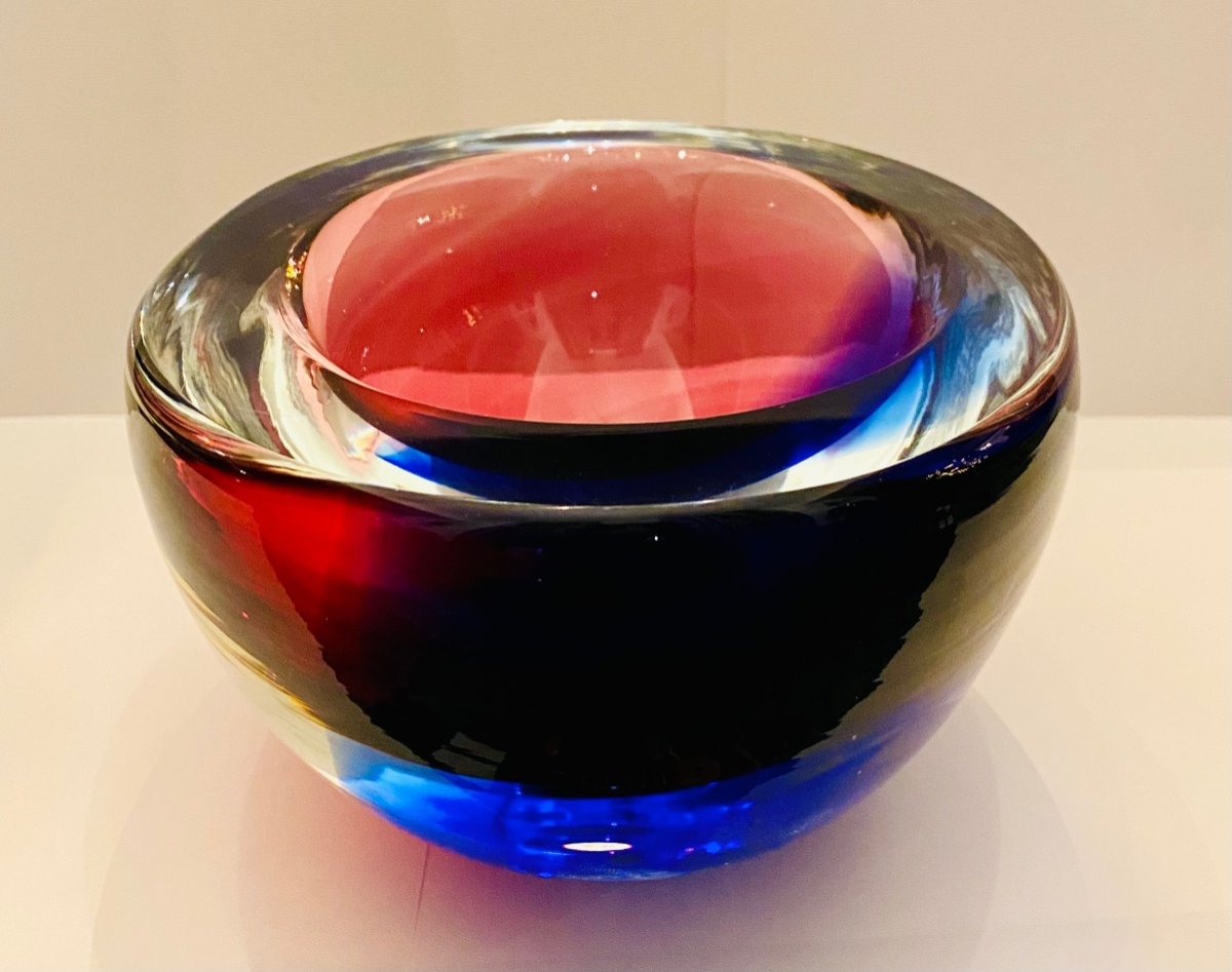 Sommerso Murano Glass  Catchall Tray  By Flavio Poli, Ca. 1960-photo-1