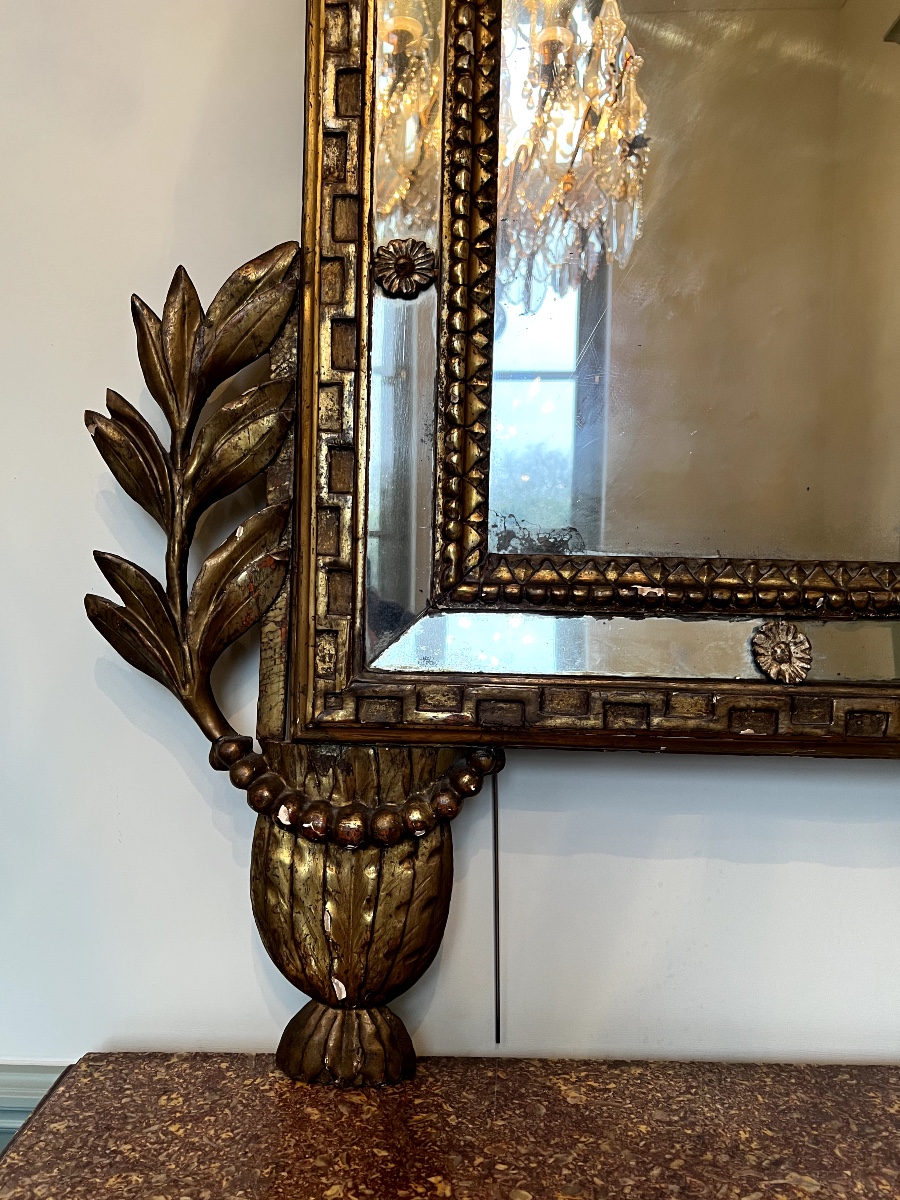 Large Gilded Piedmontese Mirror From The Italian Neoclassicism Period, 18th Century.-photo-2