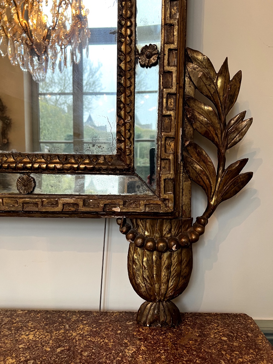 Large Gilded Piedmontese Mirror From The Italian Neoclassicism Period, 18th Century.-photo-3