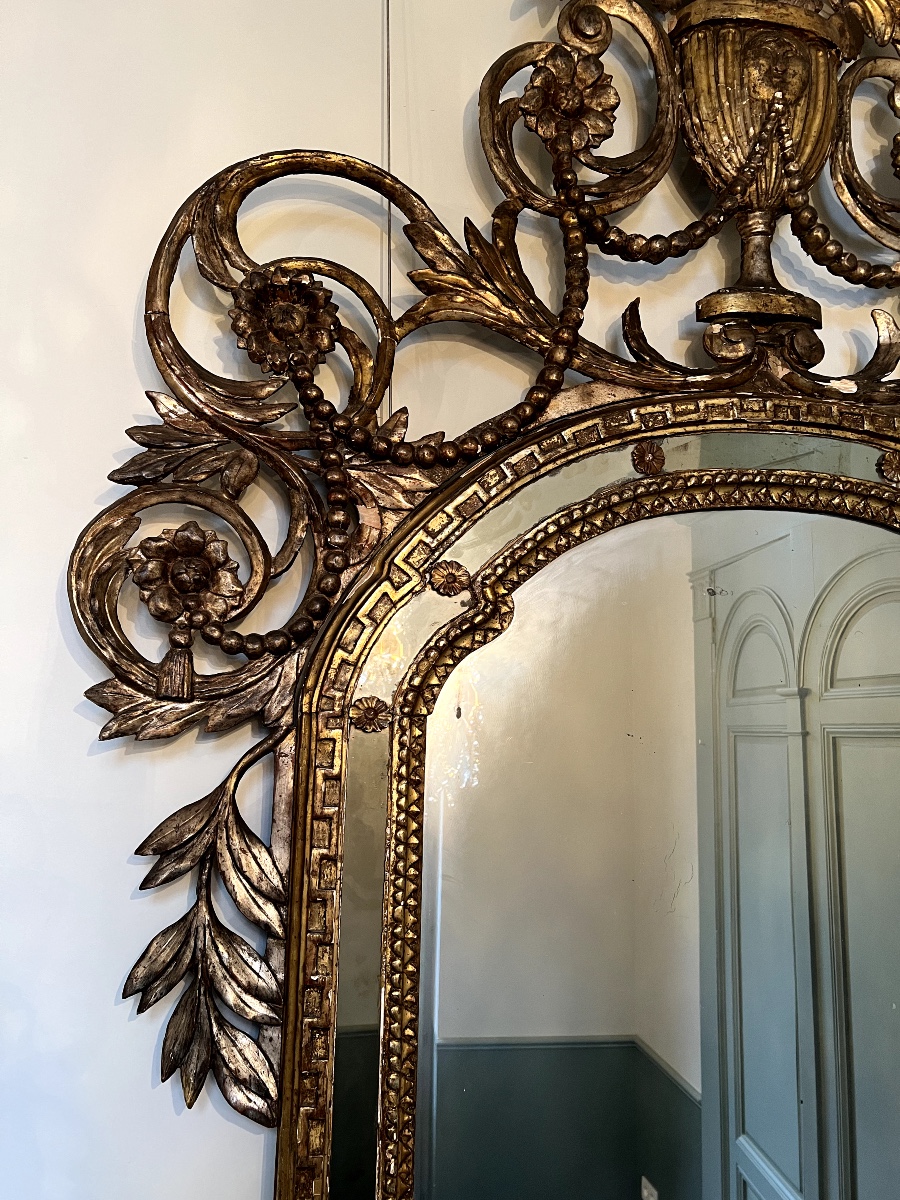 Large Gilded Piedmontese Mirror From The Italian Neoclassicism Period, 18th Century.-photo-4