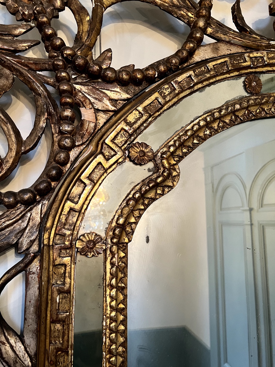 Large Gilded Piedmontese Mirror From The Italian Neoclassicism Period, 18th Century.-photo-1