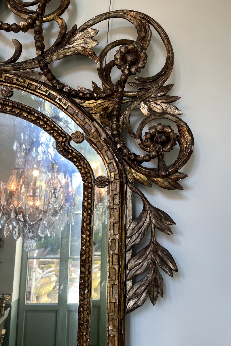 Large Gilded Piedmontese Mirror From The Italian Neoclassicism Period, 18th Century.-photo-2