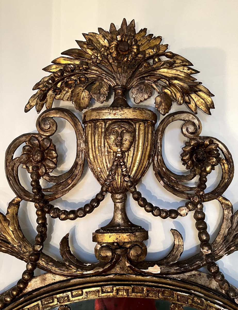 Large Gilded Piedmontese Mirror From The Italian Neoclassicism Period, 18th Century.-photo-3