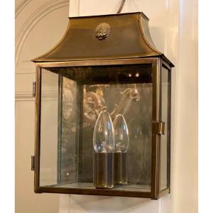 Pair Of XXth Century Brass Wall Lanterns