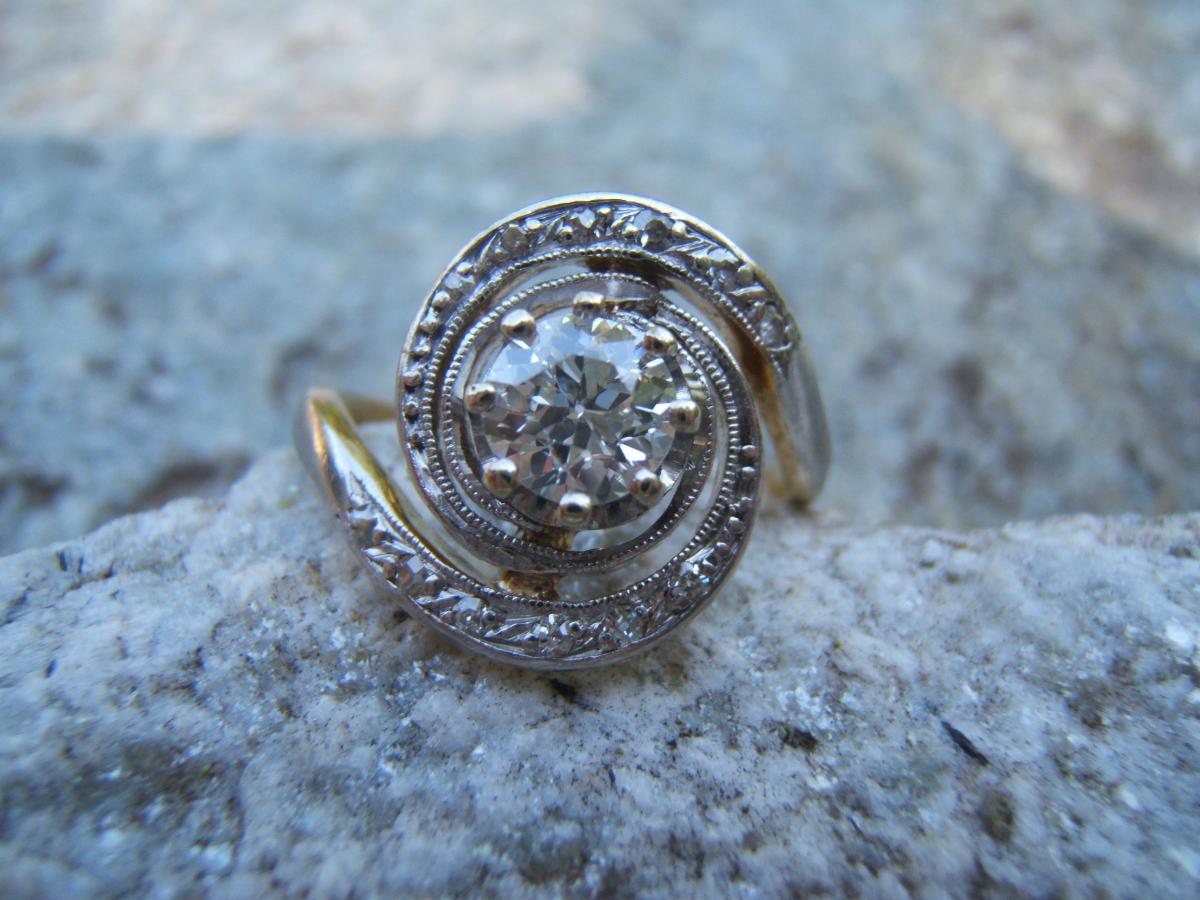 Old Ring, "whirlwind", Diamonds-photo-4