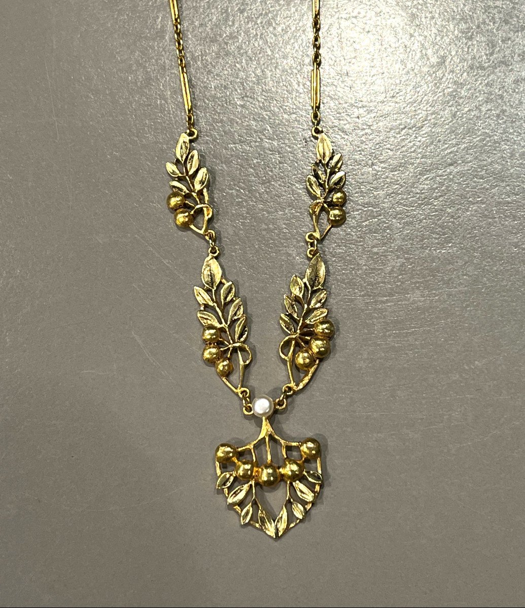 Gold Drapery Necklace From The Art Nouveau Period. 20th Century-photo-1