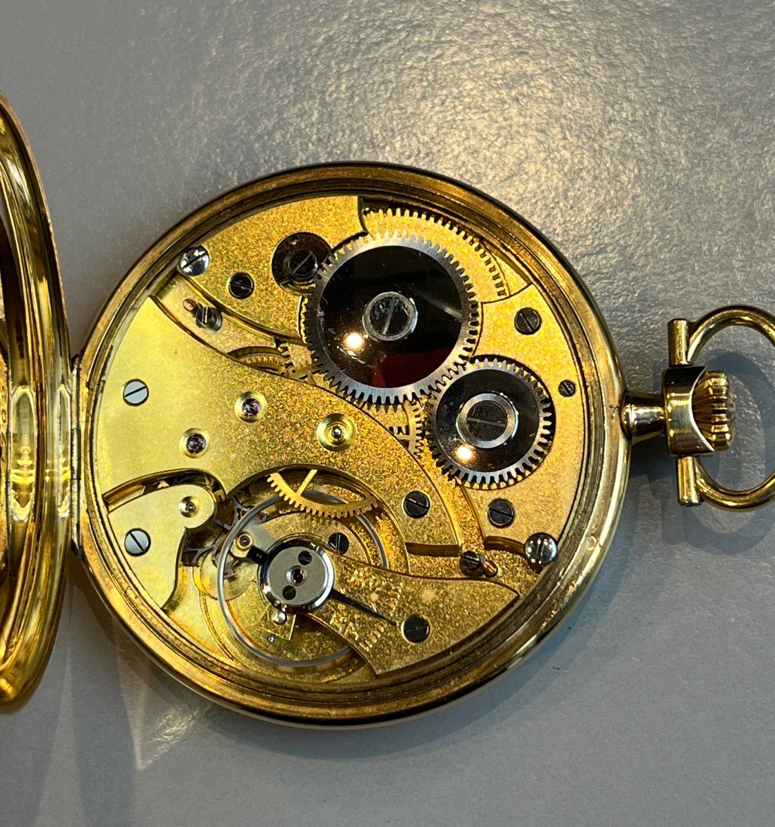 Gold Pocket Watch With Geometric Decoration.-photo-3