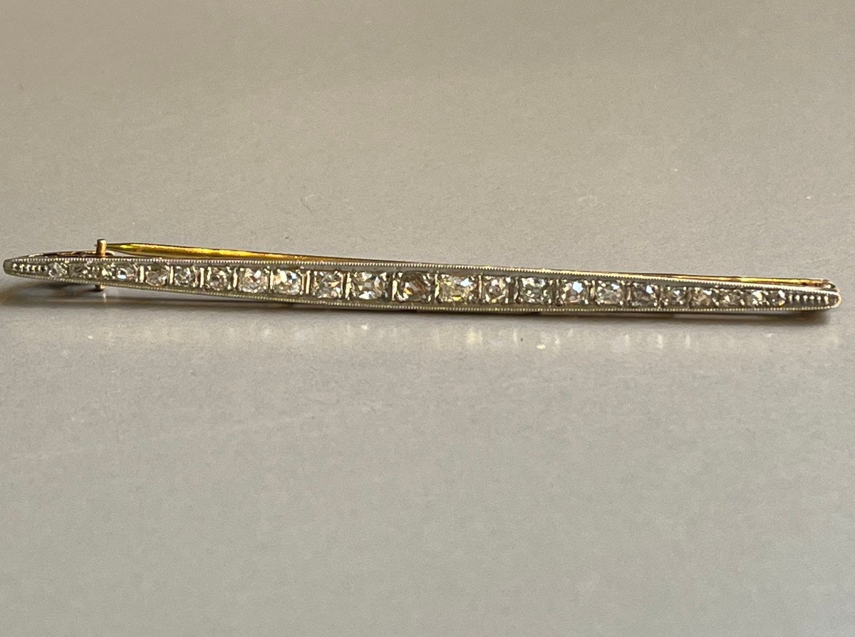 Bar Brooch In Gold And Diamonds. XIXth-photo-1