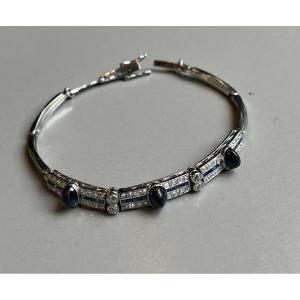 Bracelet In Platinum, Sapphire And Diamond Art Deco Period