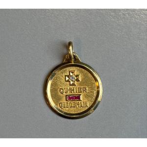 Yellow Gold Love Medal Signed A. Augis.