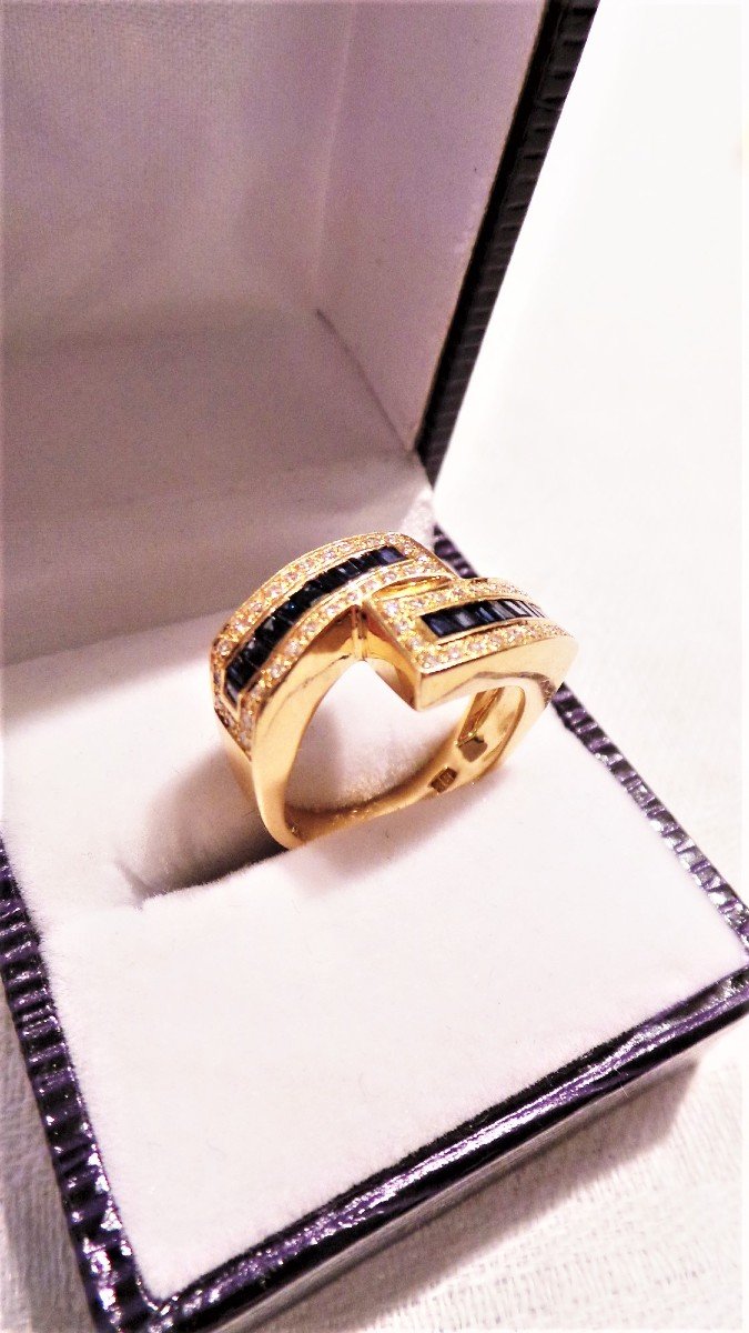 Ring -gold -sapphires & Diamonds -xx°-photo-3