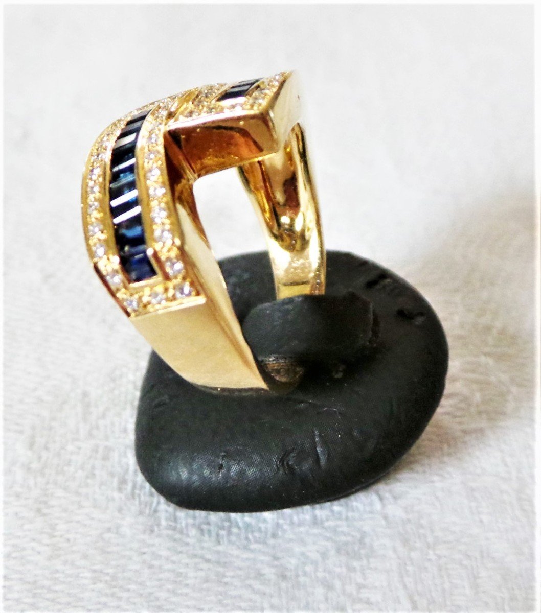 BAGUE -OR -SAPHIRS & DIAMANTS -XX°-photo-7