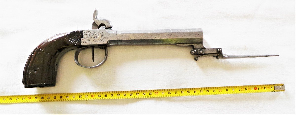 GRAND PISTOLET DE 40 CM  -A BAIONNETTE  MOBILE - EPOQUE LOUIS PHILIPPE - XIX°